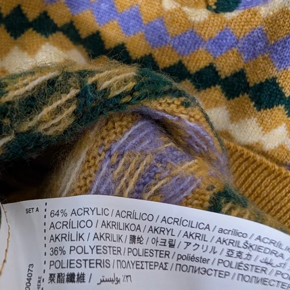 Mango Retro Stripes Acrylic Knit With Collar Ruffle Detail Pullover Sweater NWOT - Picture 8 of 11